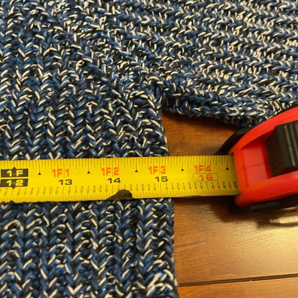 Manoush Blue White Black Crochet Knit Short Sleeve Sweater Size Small - Picture 10 of 13